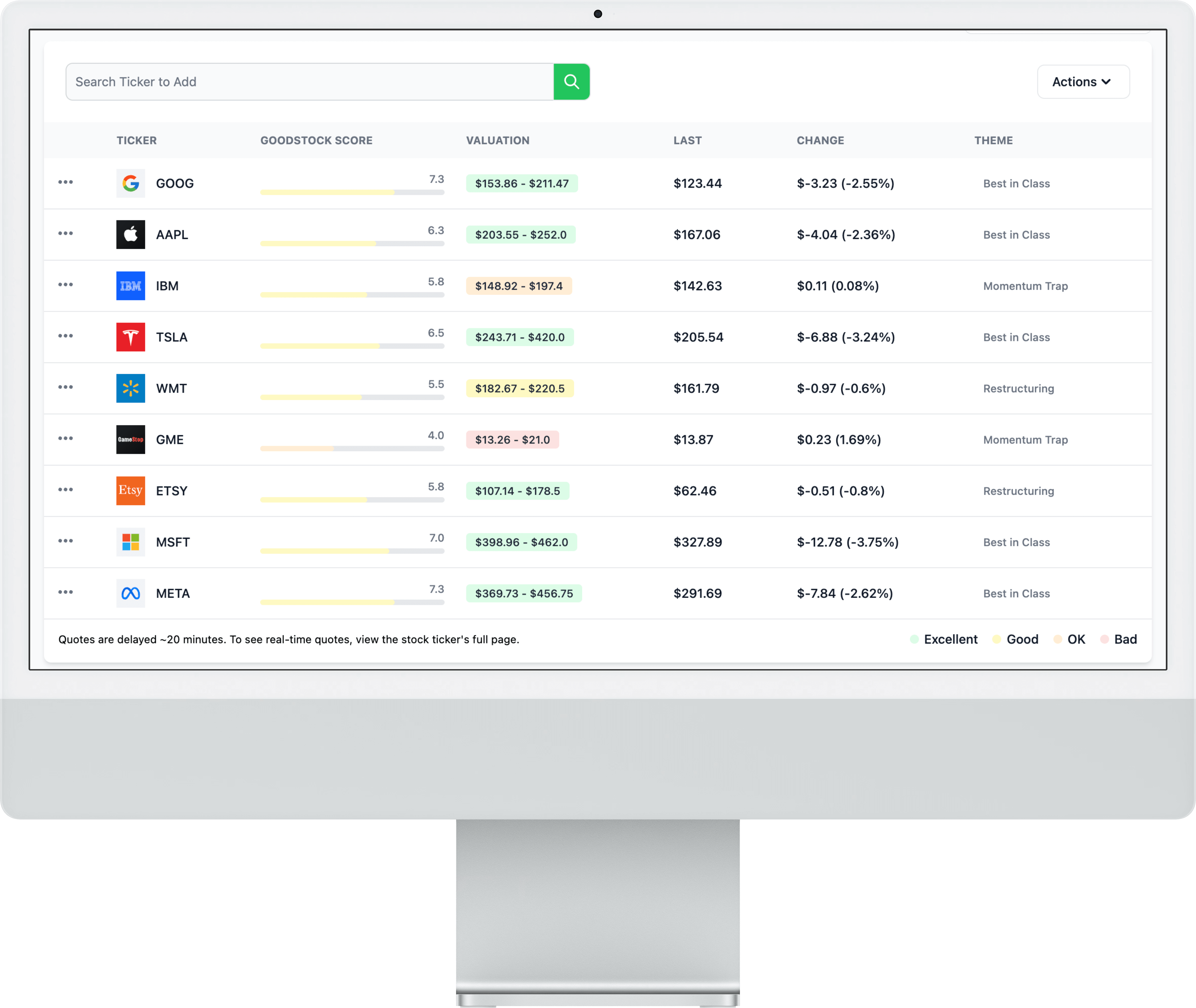 Goodstock Score Screen Mock